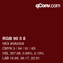 カラーコード: RGB 90 5 8 | qconv.com