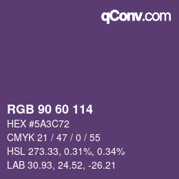 カラーコード: RGB 90 60 114 | qconv.com
