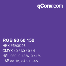 颜色代码: RGB 90 60 150 | qconv.com