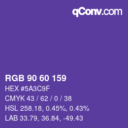 颜色代码: RGB 90 60 159 | qconv.com