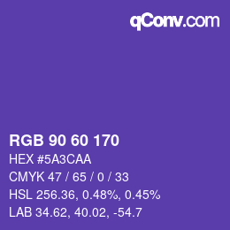 颜色代码: RGB 90 60 170 | qconv.com