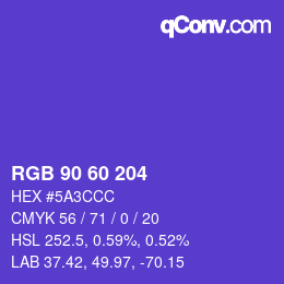 カラーコード: RGB 90 60 204 | qconv.com