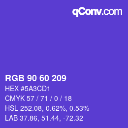 カラーコード: RGB 90 60 209 | qconv.com