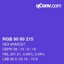 颜色代码: RGB 90 60 215 | qconv.com