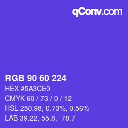 カラーコード: RGB 90 60 224 | qconv.com