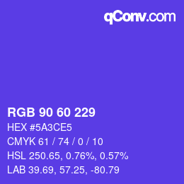 カラーコード: RGB 90 60 229 | qconv.com