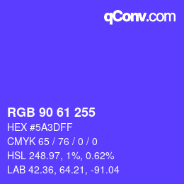 Color code: RGB 90 61 255 | qconv.com