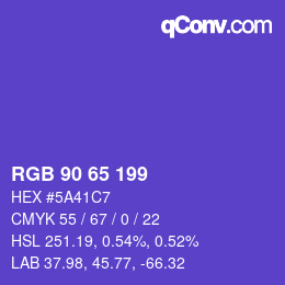 カラーコード: RGB 90 65 199 | qconv.com