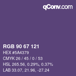 Color code: RGB 90 67 121 | qconv.com