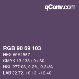 Color code: RGB 90 69 103 | qconv.com