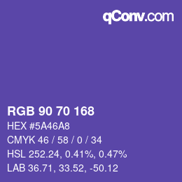 カラーコード: RGB 90 70 168 | qconv.com