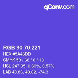 Farbcode: RGB 90 70 221 | qconv.com