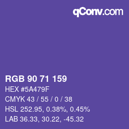 Color code: RGB 90 71 159 | qconv.com