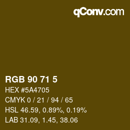 カラーコード: RGB 90 71 5 | qconv.com