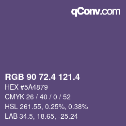 カラーコード: RGB 90 72.4 121.4 | qconv.com