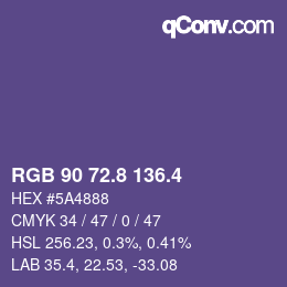 カラーコード: RGB 90 72.8 136.4 | qconv.com