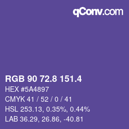 カラーコード: RGB 90 72.8 151.4 | qconv.com