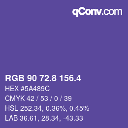 カラーコード: RGB 90 72.8 156.4 | qconv.com