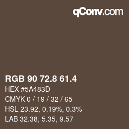 カラーコード: RGB 90 72.8 61.4 | qconv.com