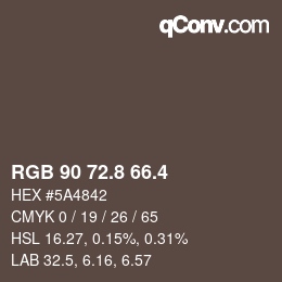 カラーコード: RGB 90 72.8 66.4 | qconv.com
