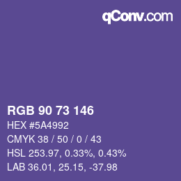 カラーコード: RGB 90 73 146 | qconv.com