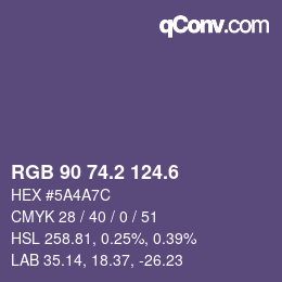 カラーコード: RGB 90 74.2 124.6 | qconv.com