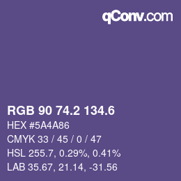 カラーコード: RGB 90 74.2 134.6 | qconv.com