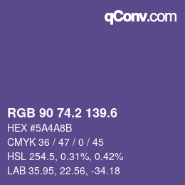 カラーコード: RGB 90 74.2 139.6 | qconv.com