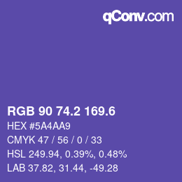 カラーコード: RGB 90 74.2 169.6 | qconv.com