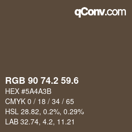 カラーコード: RGB 90 74.2 59.6 | qconv.com