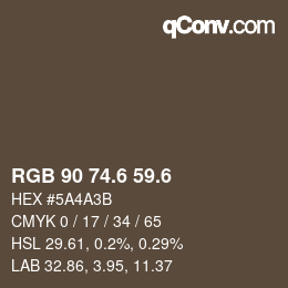 カラーコード: RGB 90 74.6 59.6 | qconv.com