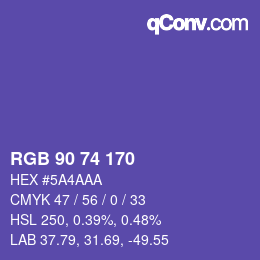 カラーコード: RGB 90 74 170 | qconv.com