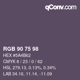颜色代码: RGB 90 75 98 | qconv.com