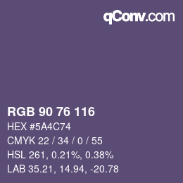 颜色代码: RGB 90 76 116 | qconv.com