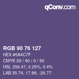 Color code: RGB 90 76 127 | qconv.com