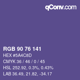 Código de color: RGB 90 76 141 | qconv.com