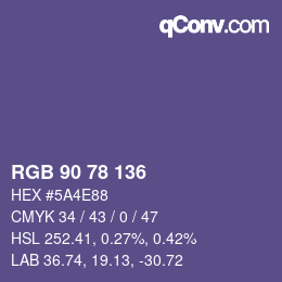 Color code: RGB 90 78 136 | qconv.com