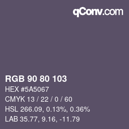 Color code: RGB 90 80 103 | qconv.com