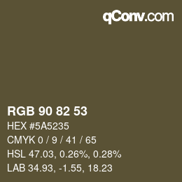 颜色代码: RGB 90 82 53 | qconv.com