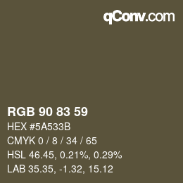 颜色代码: RGB 90 83 59 | qconv.com