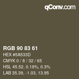 Color code: RGB 90 83 61 | qconv.com