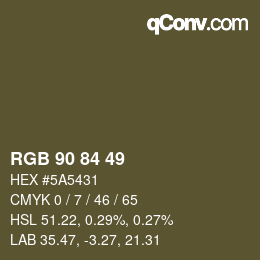 颜色代码: RGB 90 84 49 | qconv.com