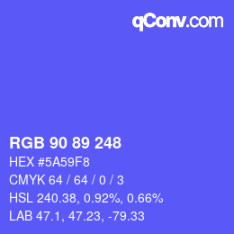 Color code: RGB 90 89 248 | qconv.com