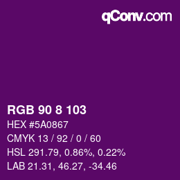 Color code: RGB 90 8 103 | qconv.com