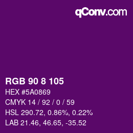 カラーコード: RGB 90 8 105 | qconv.com