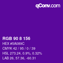 Color code: RGB 90 8 156 | qconv.com