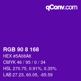 Color code: RGB 90 8 168 | qconv.com