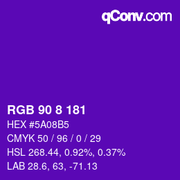 Color code: RGB 90 8 181 | qconv.com