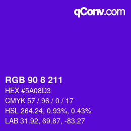 カラーコード: RGB 90 8 211 | qconv.com