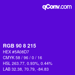 カラーコード: RGB 90 8 215 | qconv.com
